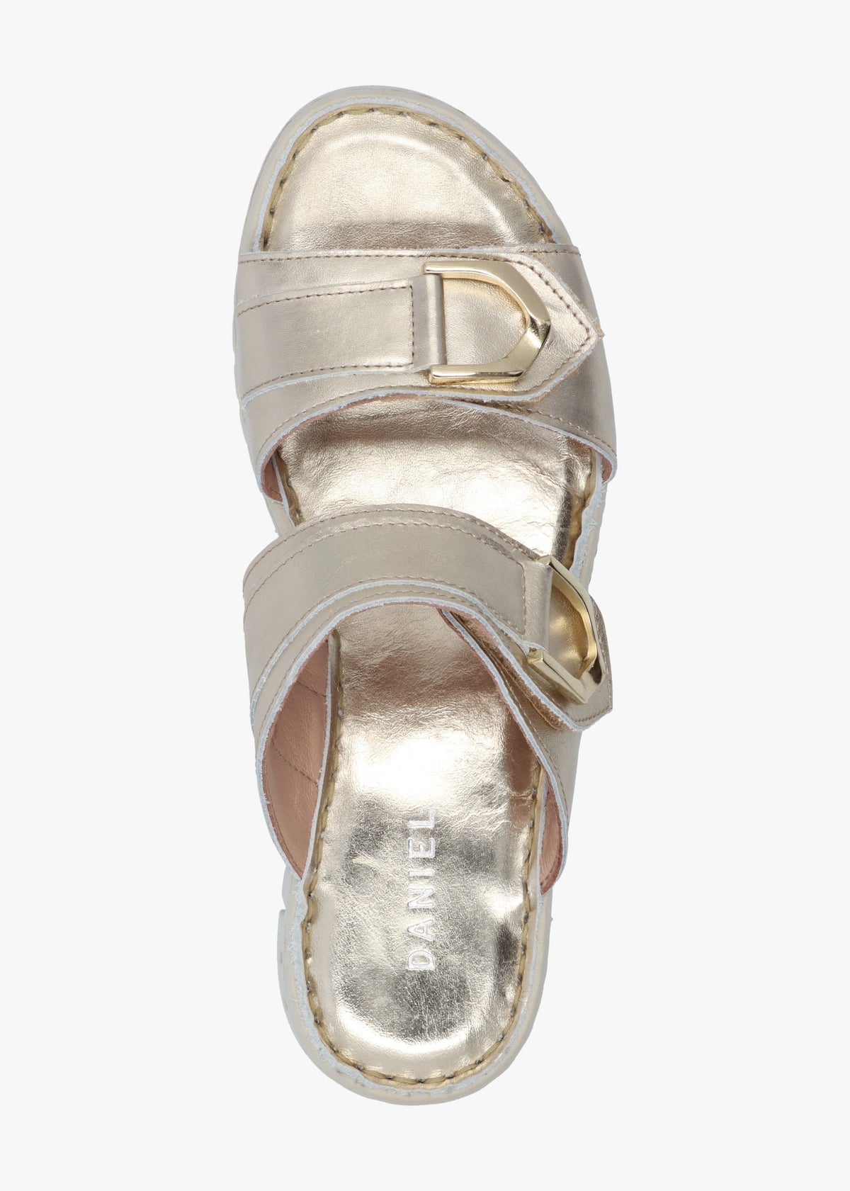 Lorelai Gold Leather Two Bar Mules