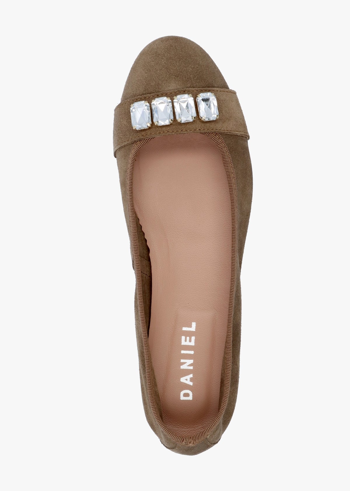 Linky Taupe Suede Embellished Ballet Pumps