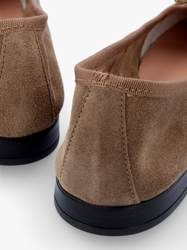 Linky Taupe Suede Embellished Ballet Pumps