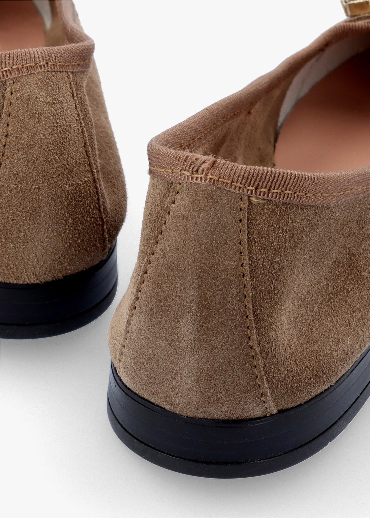Linky Taupe Suede Embellished Ballet Pumps
