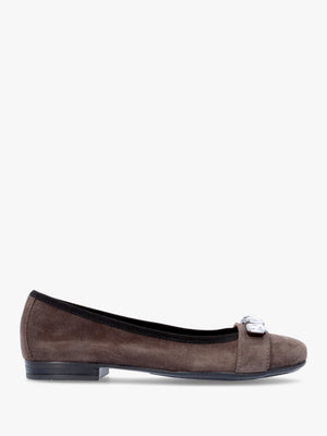 Linky Grey Suede Embellished Ballet Pumps