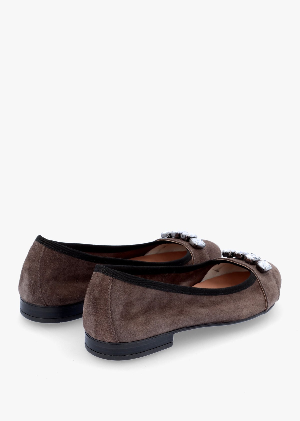 Linky Grey Suede Embellished Ballet Pumps