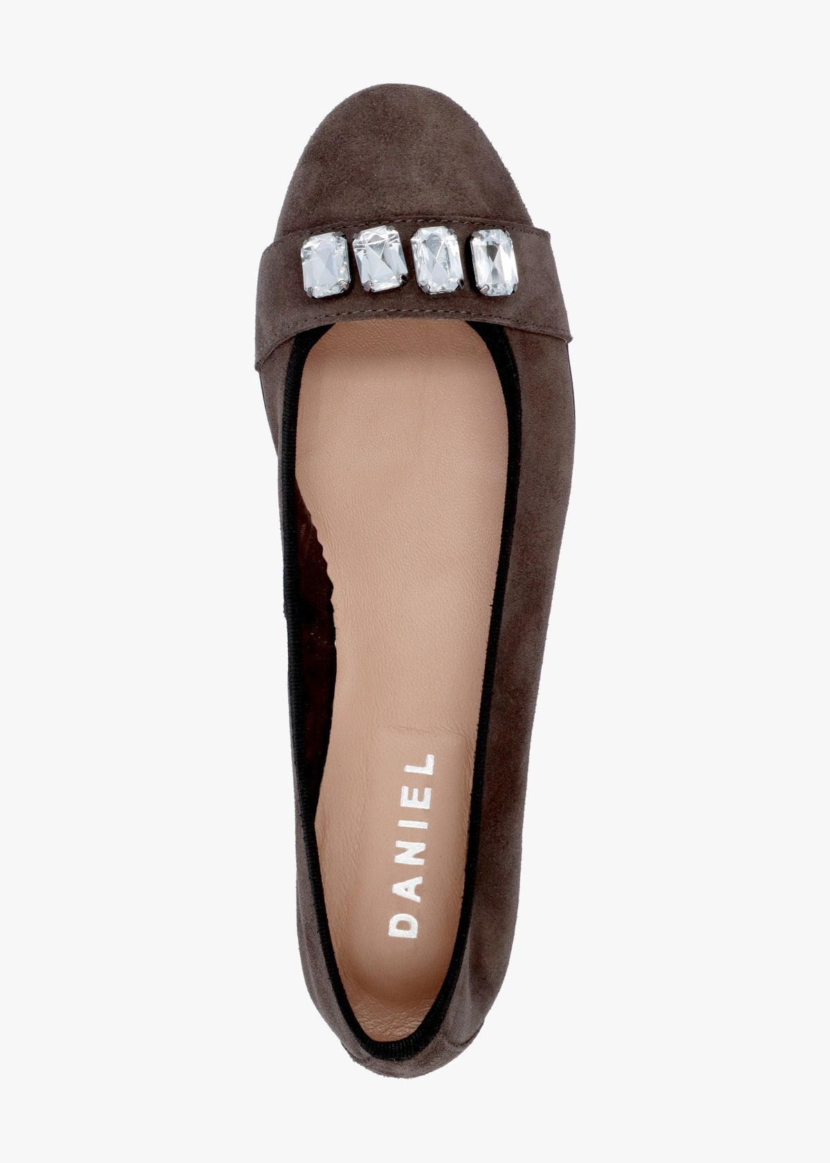 Linky Grey Suede Embellished Ballet Pumps