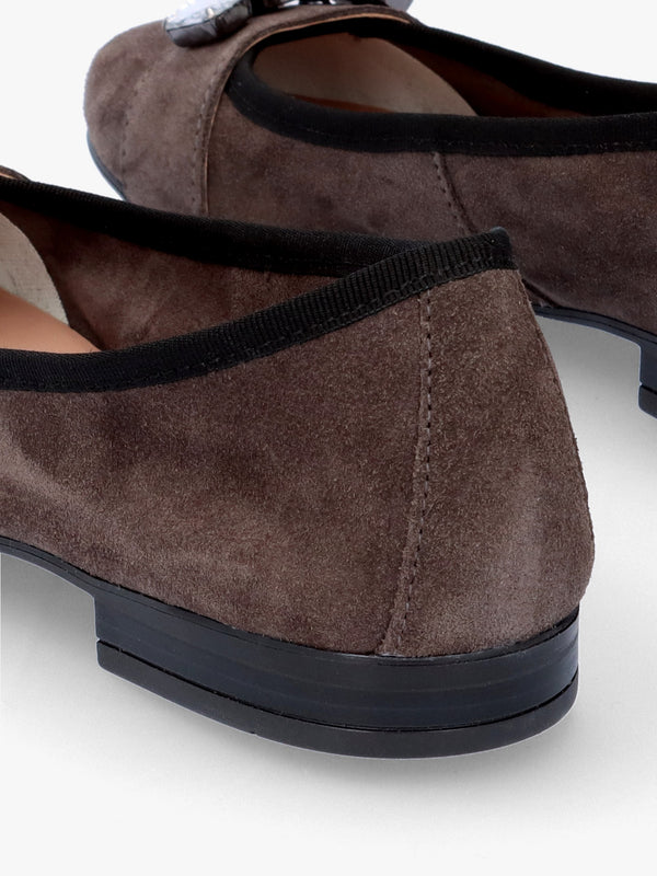 Linky Grey Suede Embellished Ballet Pumps