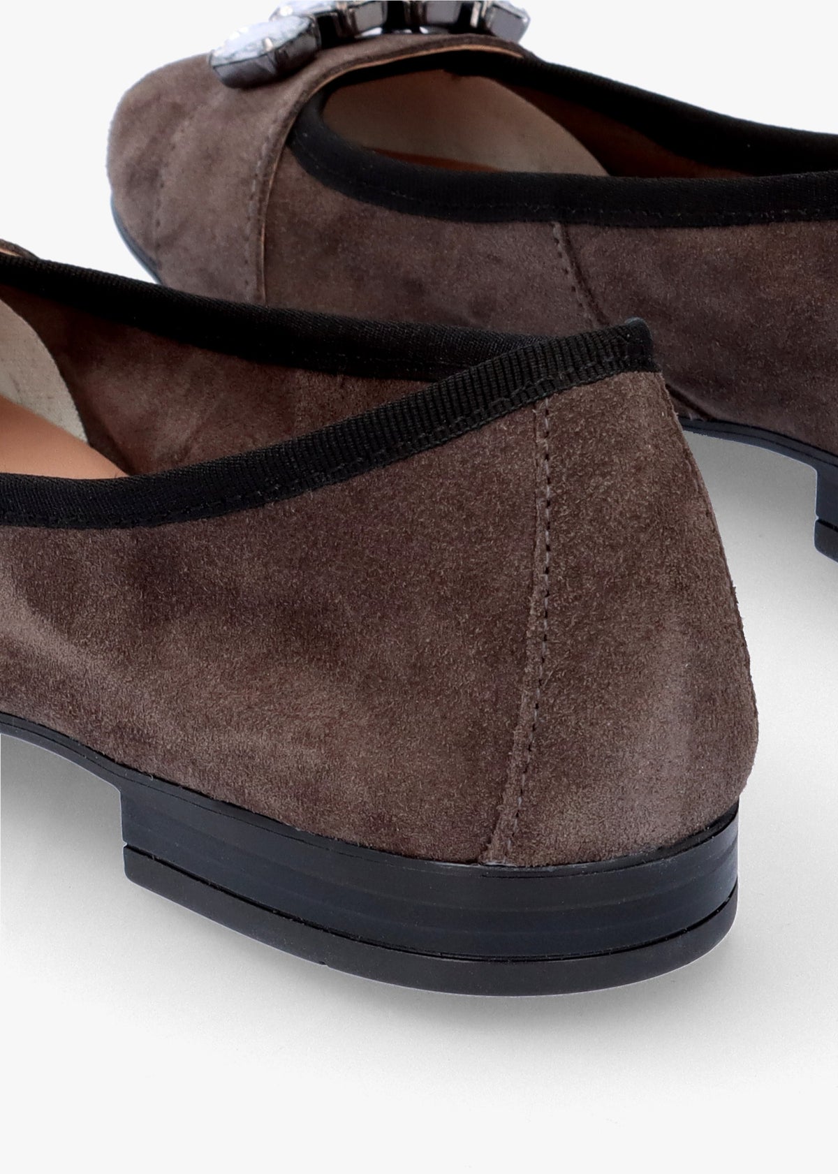 Linky Grey Suede Embellished Ballet Pumps