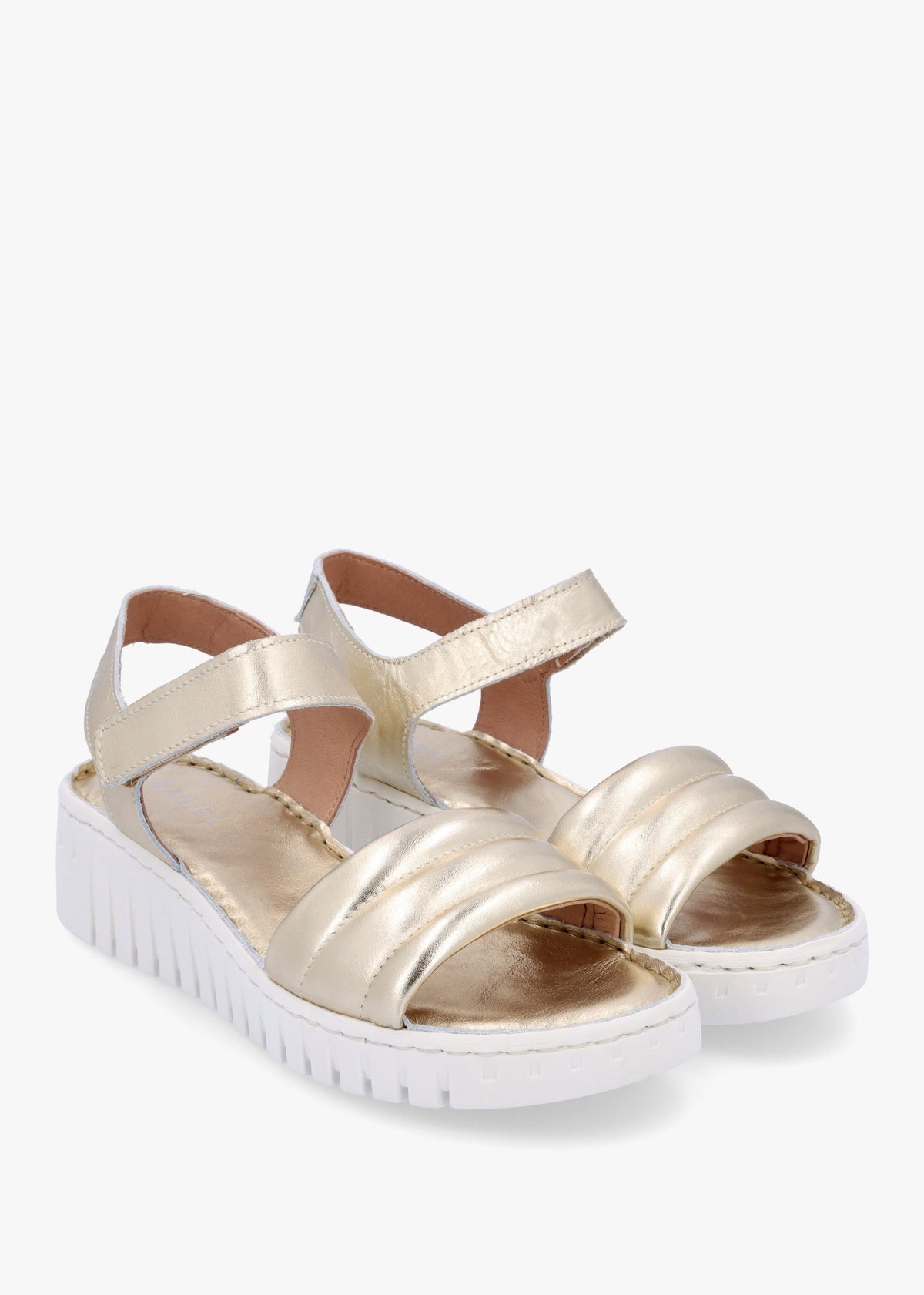 Lola Gold Leather Y Back Tread Sole Sandals