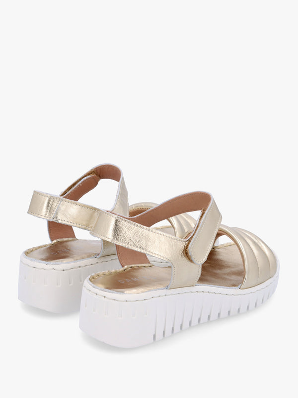 Lola Gold Leather Y Back Tread Sole Sandals