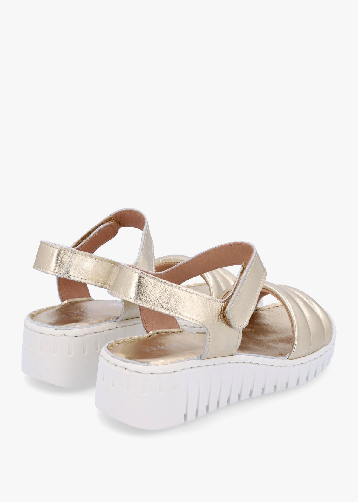 Lola Gold Leather Y Back Tread Sole Sandals