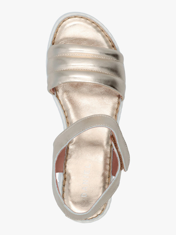 Lola Gold Leather Y Back Tread Sole Sandals