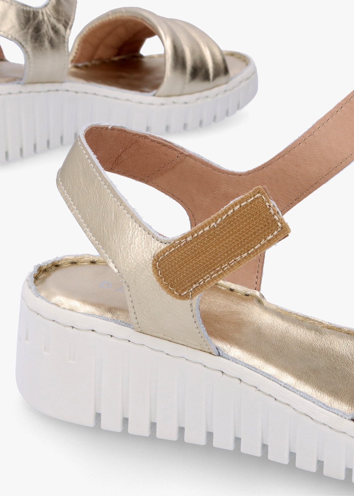 Lola Gold Leather Y Back Tread Sole Sandals