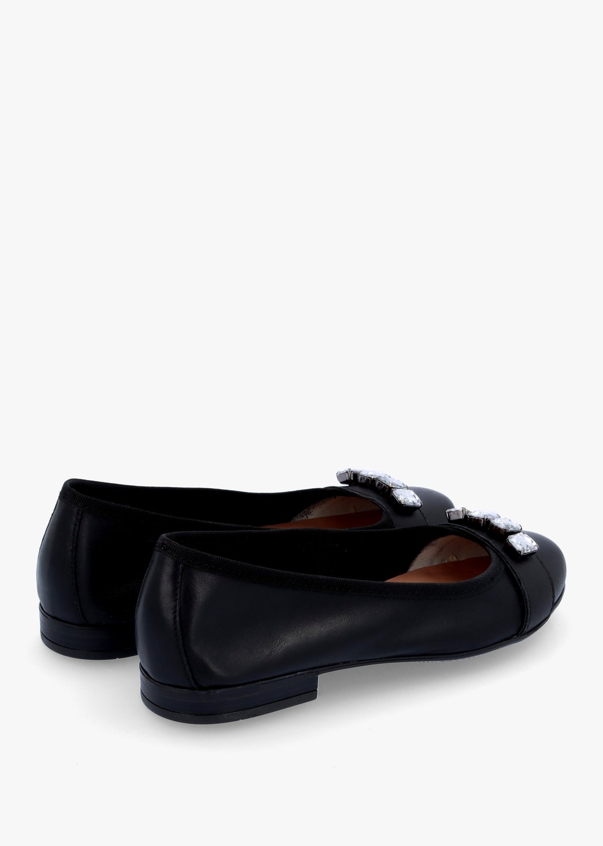 Linky Black Leather Embellished Ballet Pumps