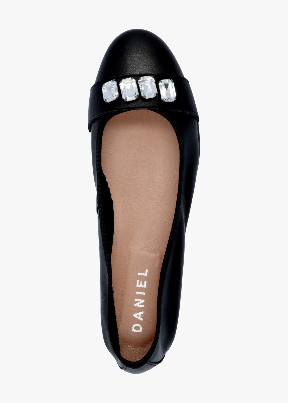 Linky Black Leather Embellished Ballet Pumps
