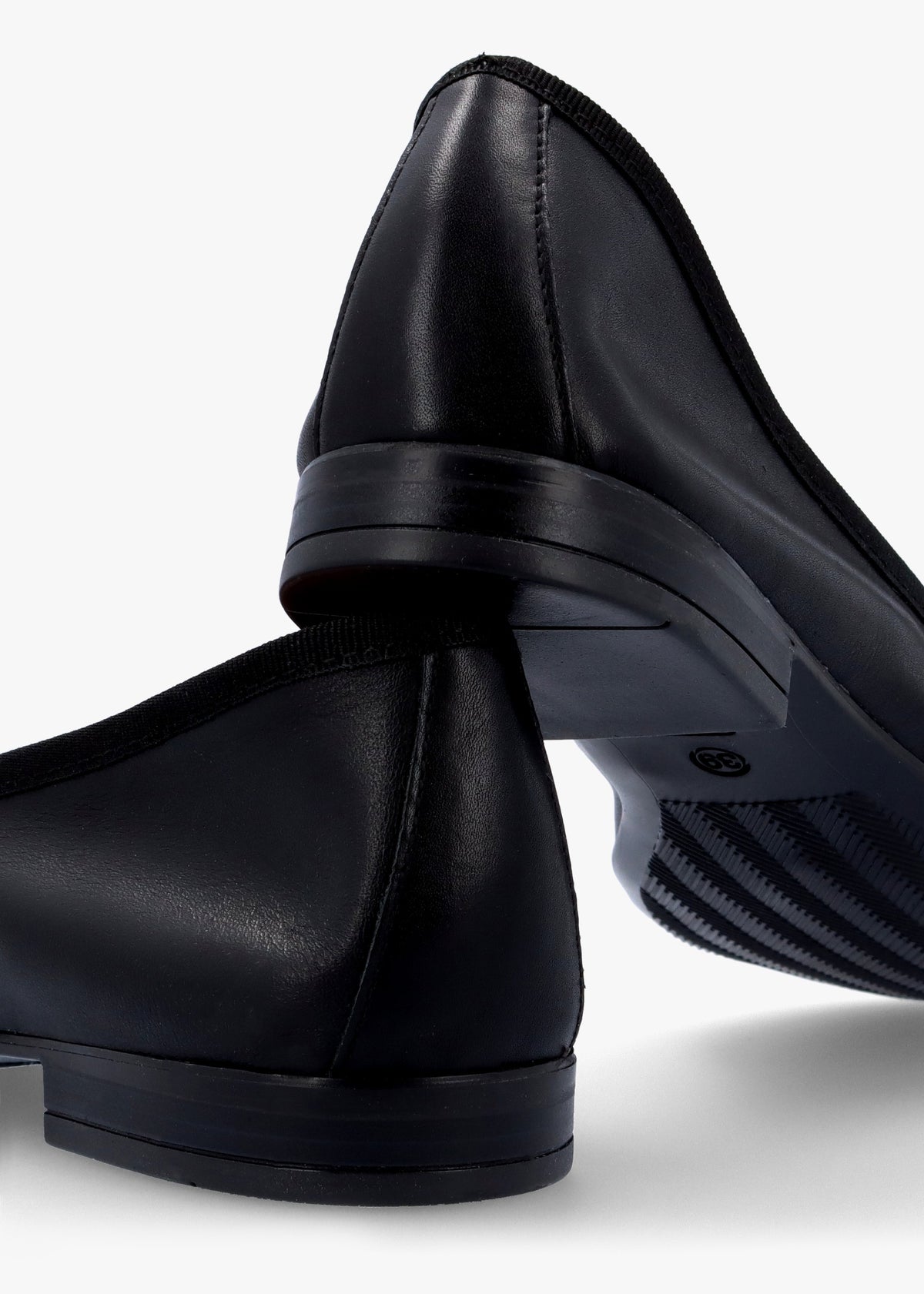 Linky Black Leather Embellished Ballet Pumps