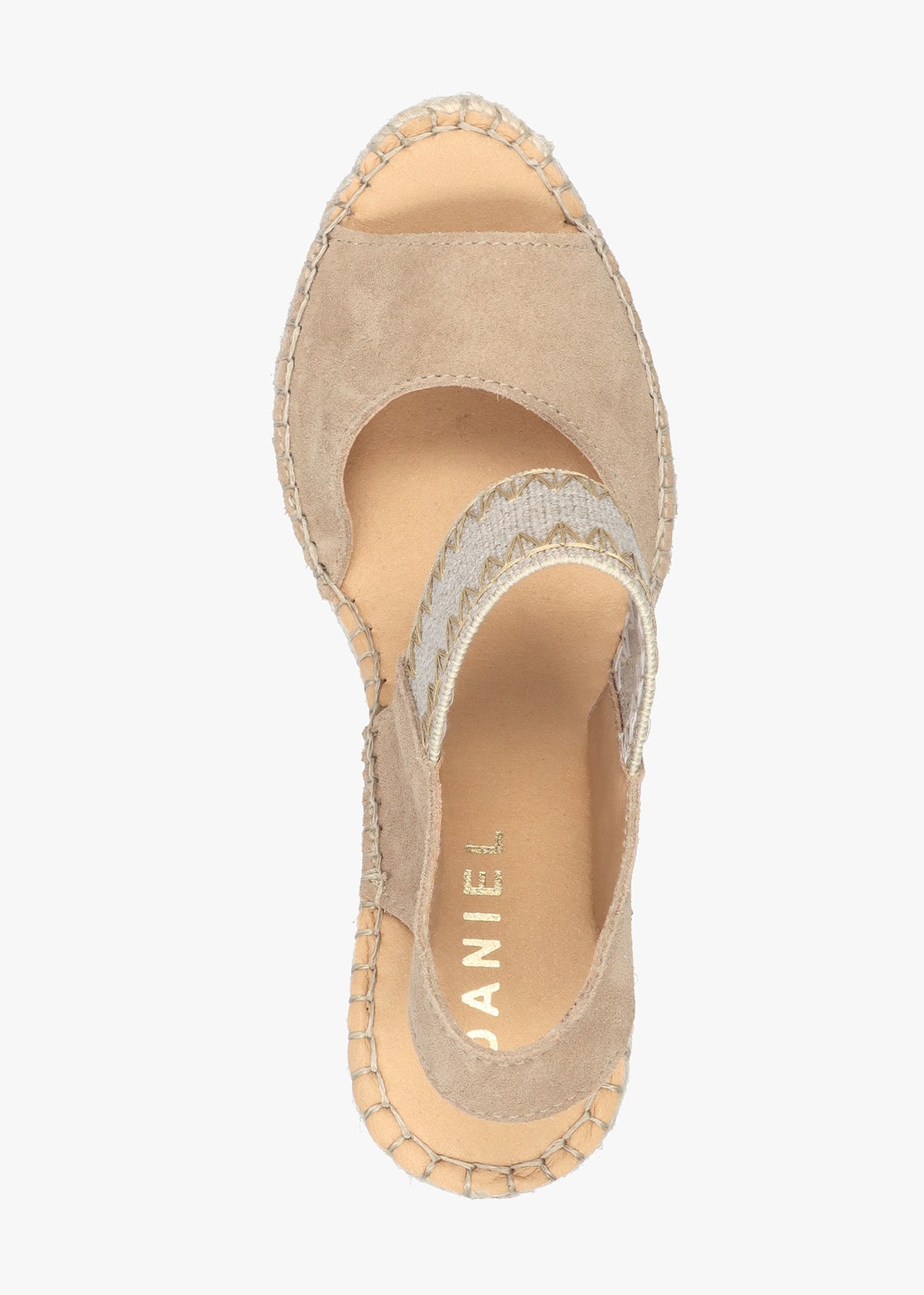 Istitch Beige Suede Wedge Espadrilles