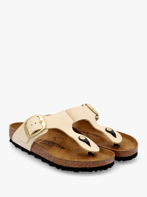 Gizeh Big Buckle Ecru Nubuck Leather Toe Post Sandals