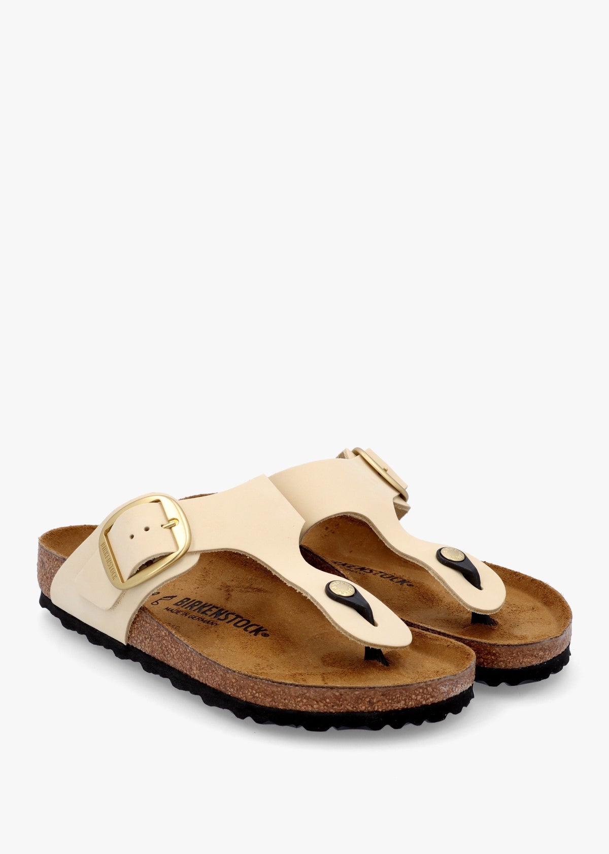 Gizeh Big Buckle Ecru Nubuck Leather Toe Post Sandals