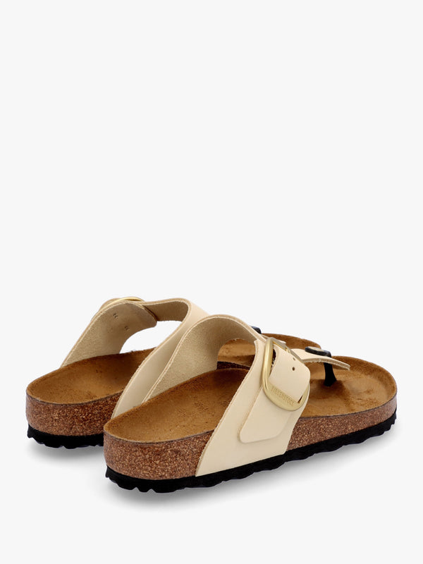 Gizeh Big Buckle Ecru Nubuck Leather Toe Post Sandals