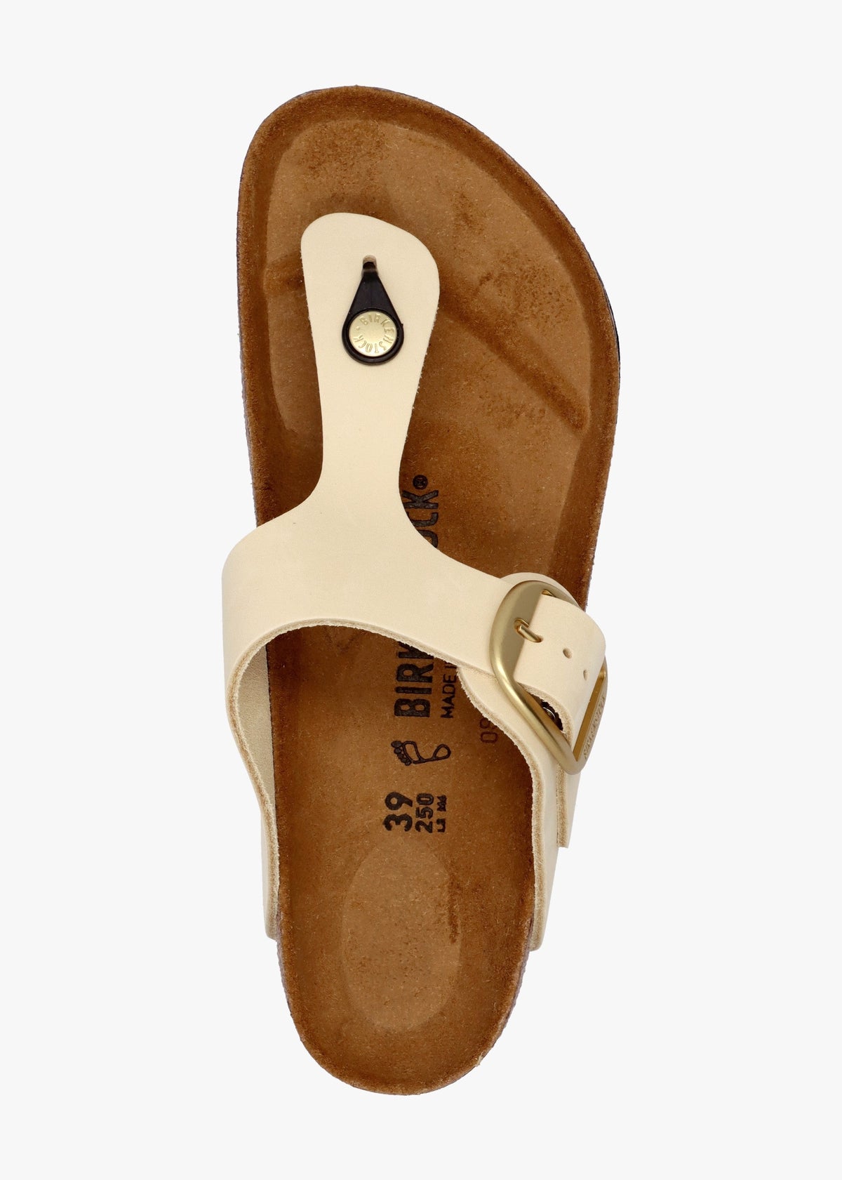Gizeh Big Buckle Ecru Nubuck Leather Toe Post Sandals