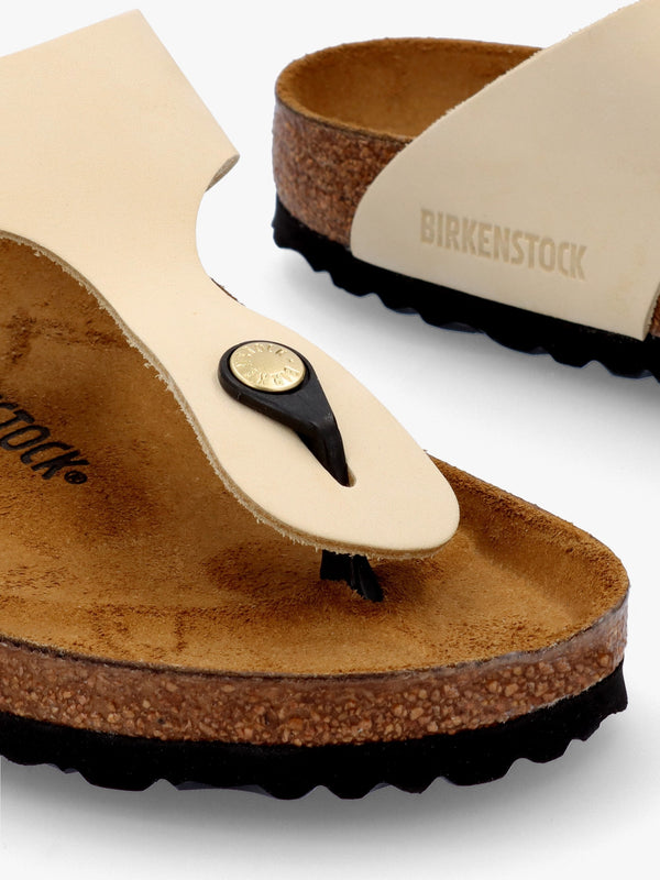 Gizeh Big Buckle Ecru Nubuck Leather Toe Post Sandals