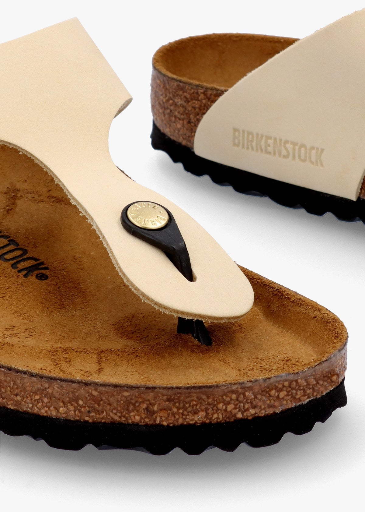 Gizeh Big Buckle Ecru Nubuck Leather Toe Post Sandals