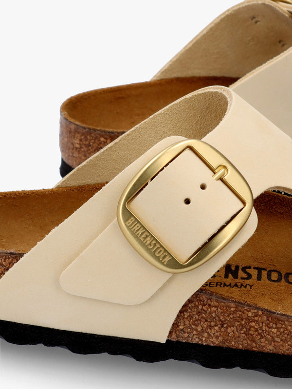 Gizeh Big Buckle Ecru Nubuck Leather Toe Post Sandals