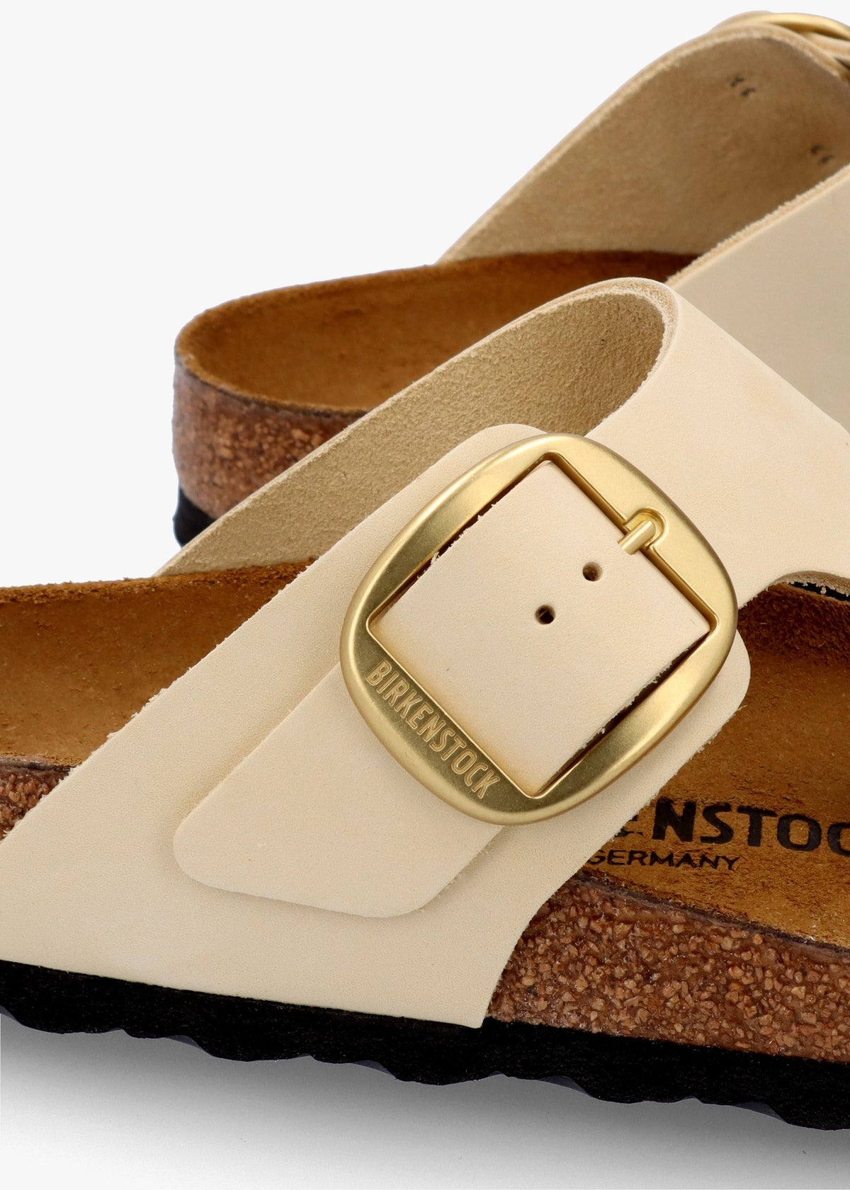 Gizeh Big Buckle Ecru Nubuck Leather Toe Post Sandals