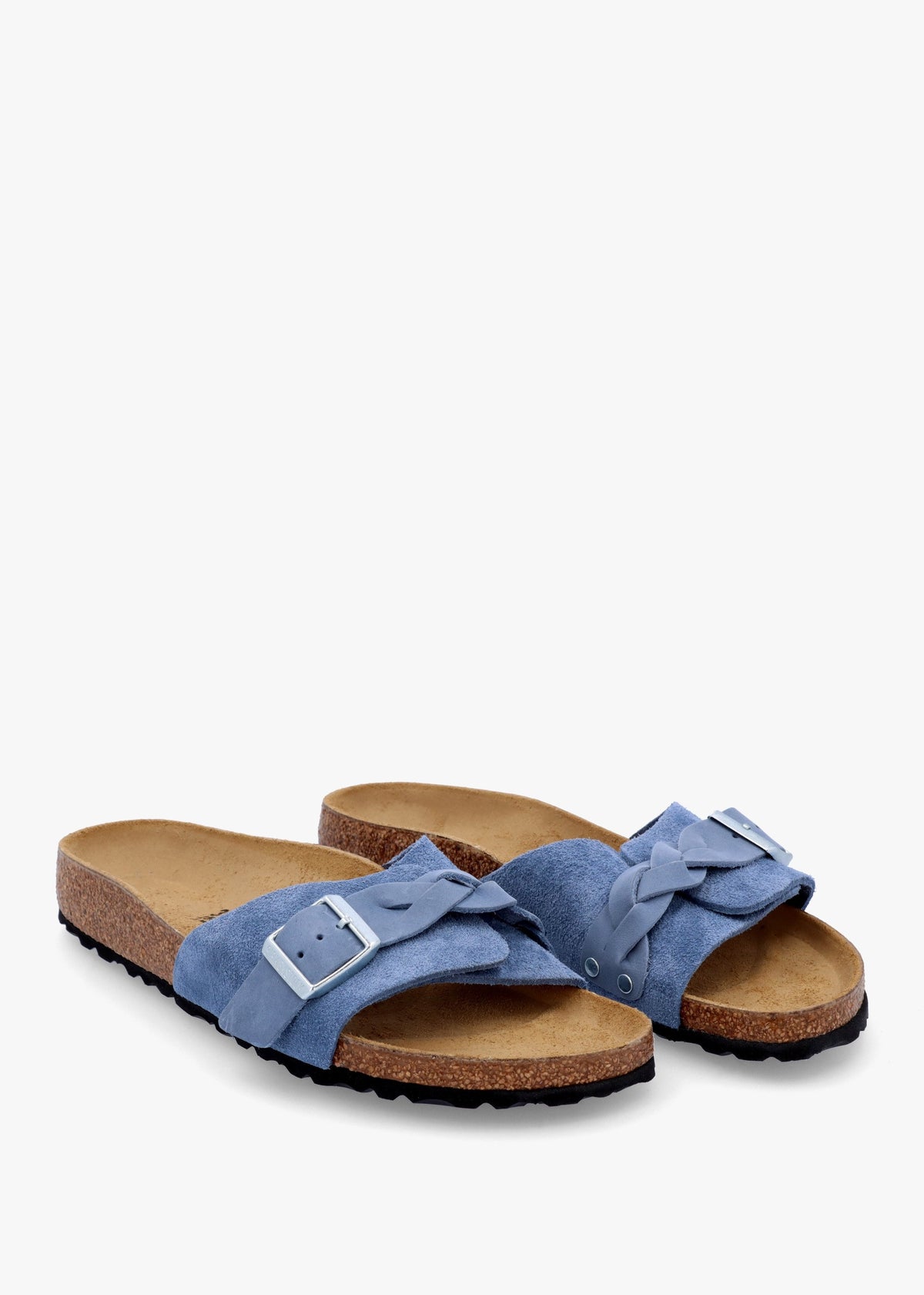Oita Braided Elemental Blue Suede Leather Mules
