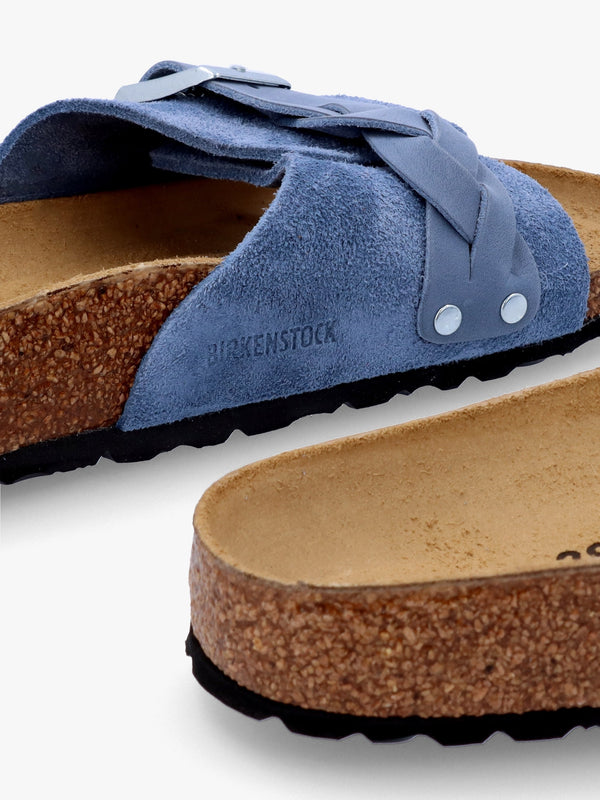 Oita Braided Elemental Blue Suede Leather Mules