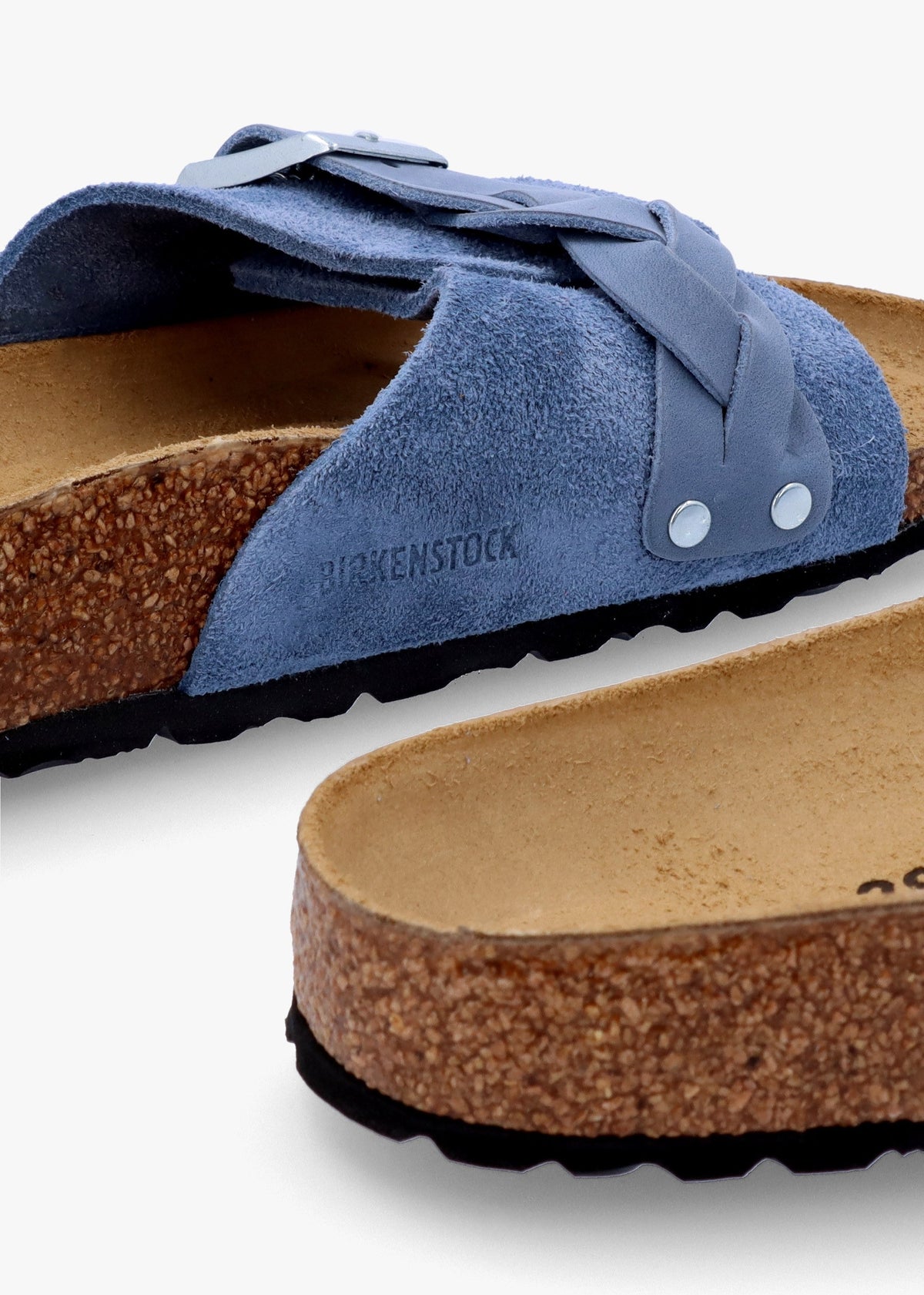 Oita Braided Elemental Blue Suede Leather Mules