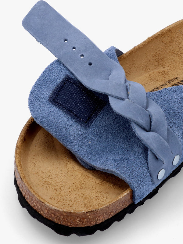 Oita Braided Elemental Blue Suede Leather Mules
