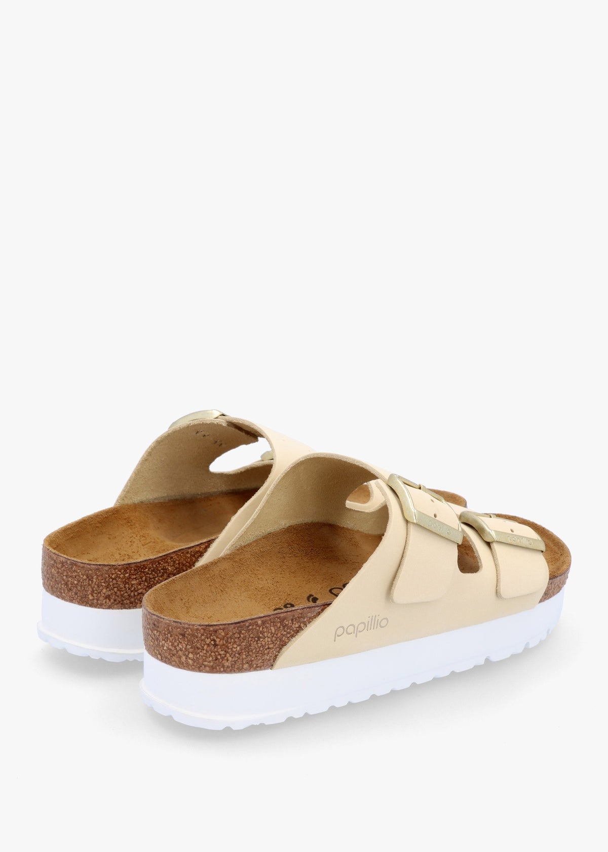 Arizona Pap Flex Platform Ecru Nubuck Leather Mules