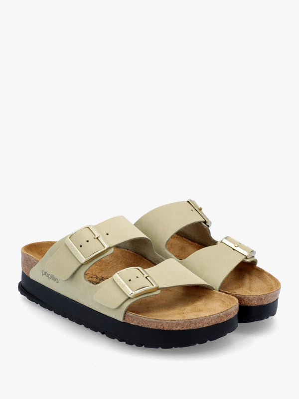 Arizona Pap Flex Platform Eucalyptus Nubuck Leather Mules