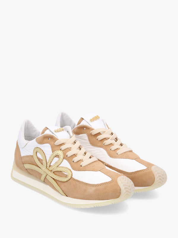 Movie Gold & Tan Suede Nylon Runner Trainers