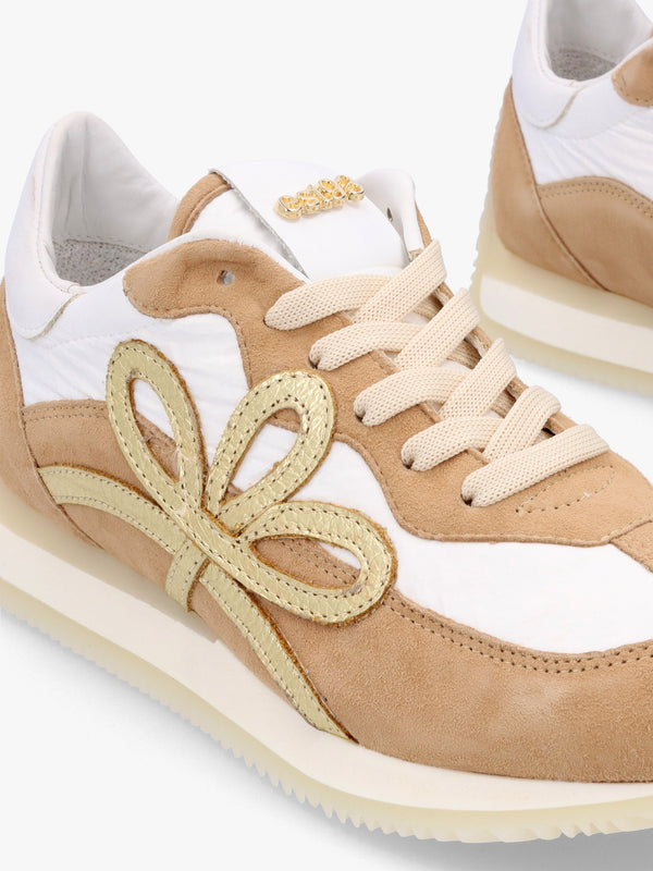 Movie Gold & Tan Suede Nylon Runner Trainers