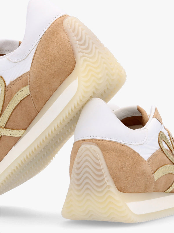 Movie Gold & Tan Suede Nylon Runner Trainers