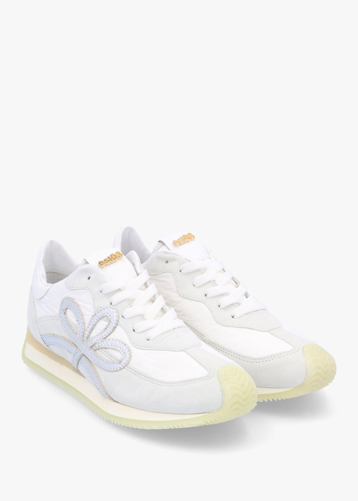 Movie Silver & White Suede Runner Trainers