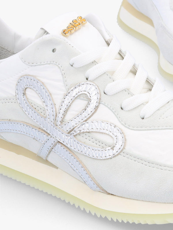 Movie Silver & White Suede Runner Trainers