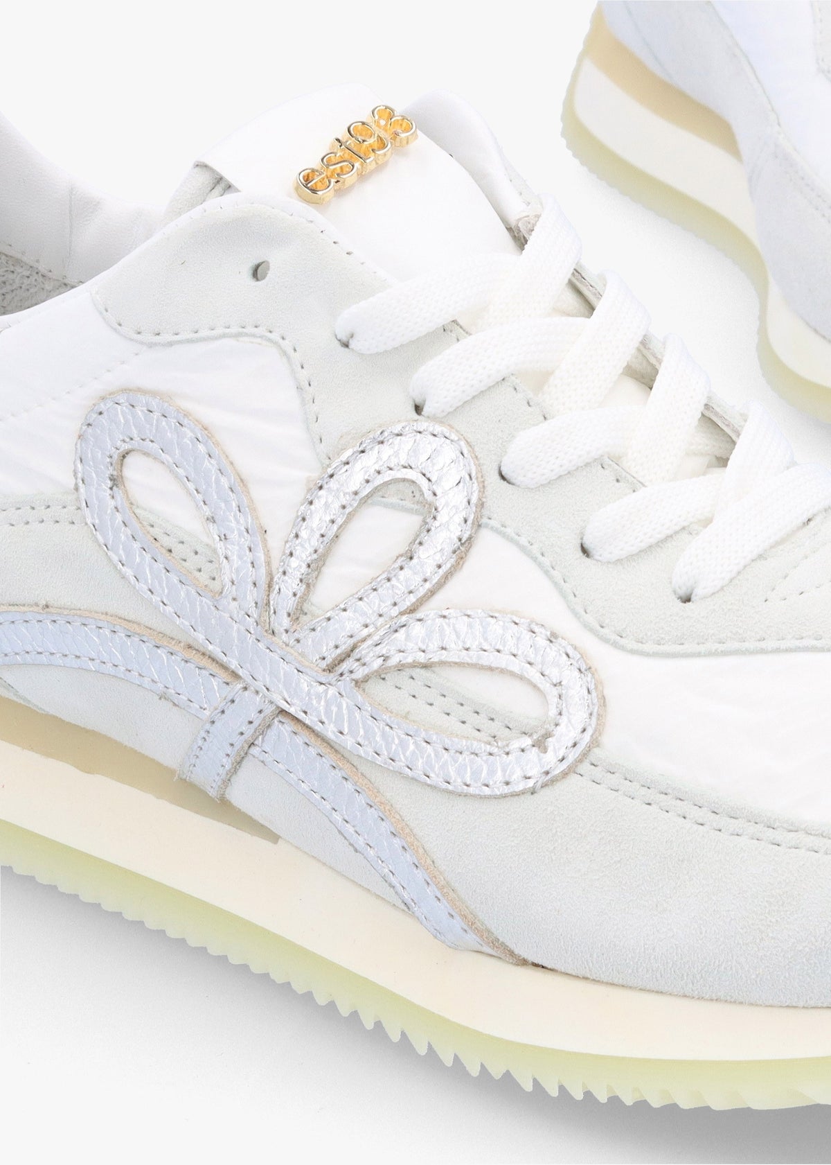 Movie Silver & White Suede Runner Trainers