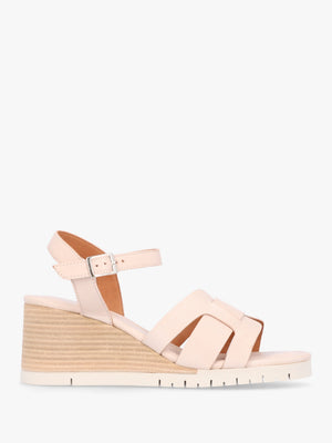 Pedie Off White Leather Wedge Sandals