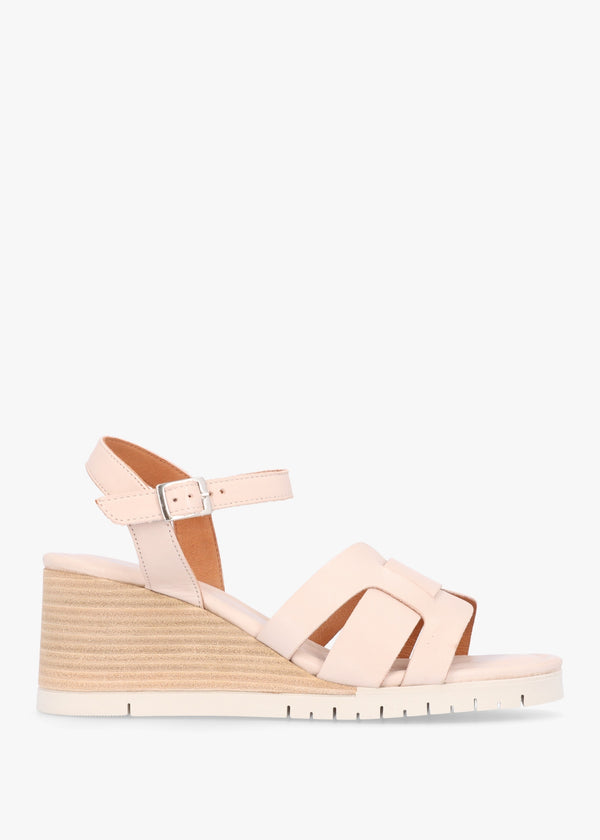 Pedie Off White Leather Wedge Sandals