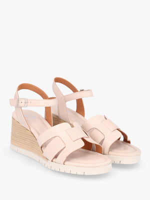 Pedie Off White Leather Wedge Sandals