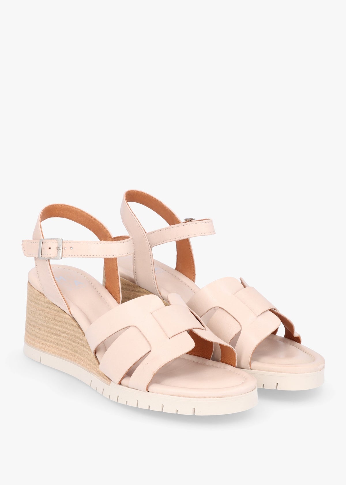 Pedie Off White Leather Wedge Sandals