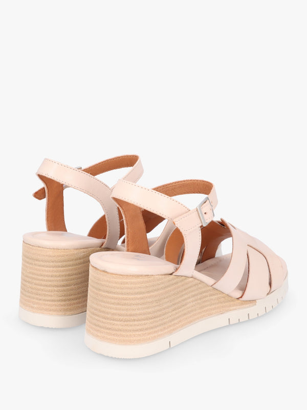 Pedie Off White Leather Wedge Sandals