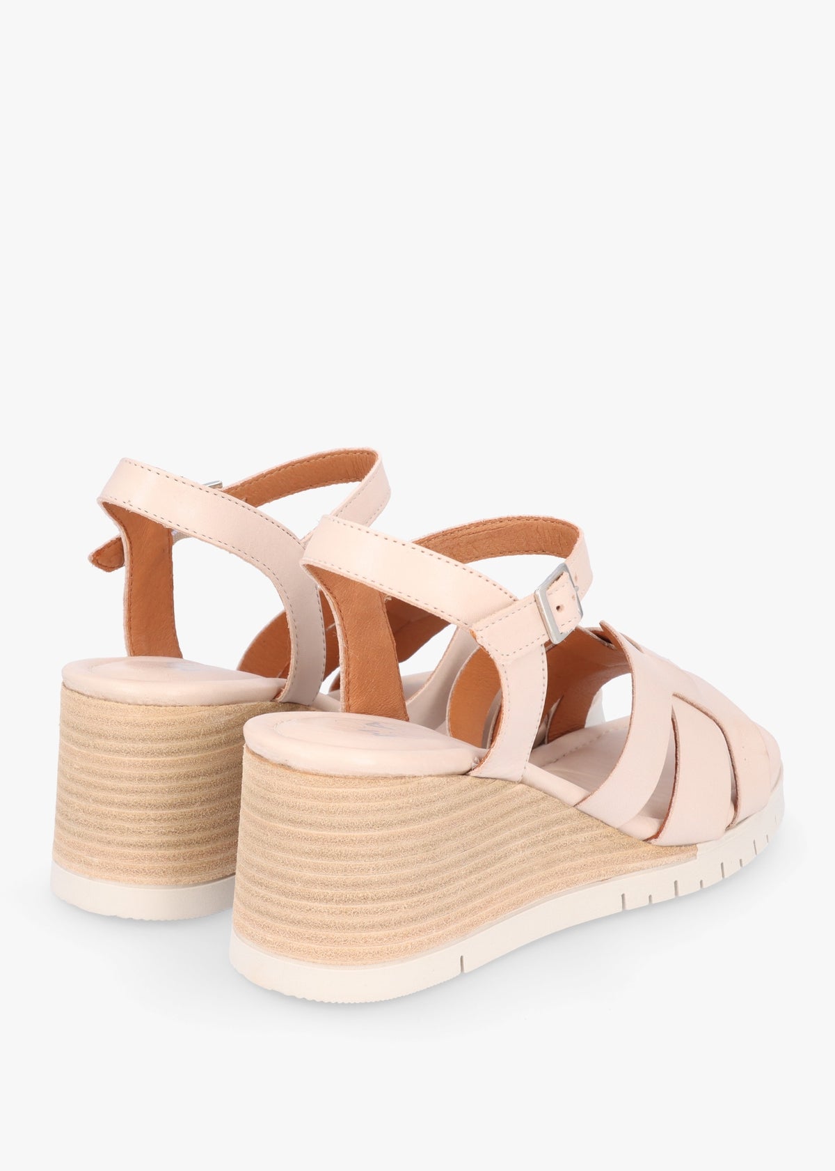Pedie Off White Leather Wedge Sandals