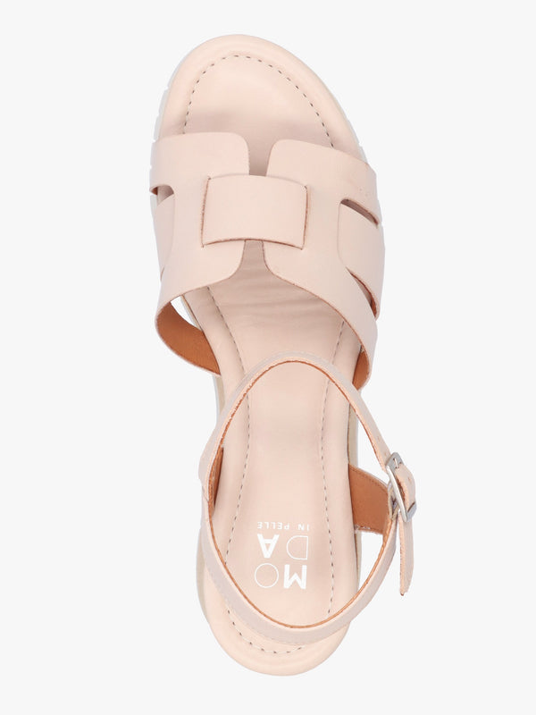 Pedie Off White Leather Wedge Sandals