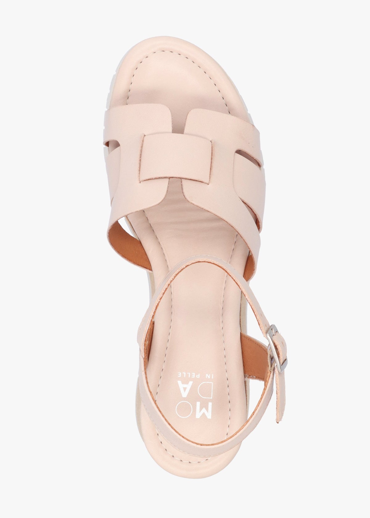 Pedie Off White Leather Wedge Sandals