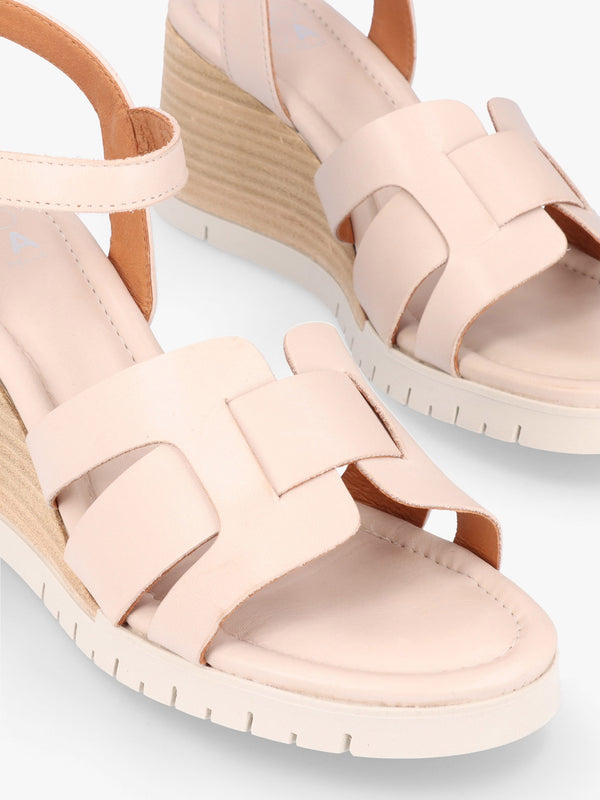 Pedie Off White Leather Wedge Sandals