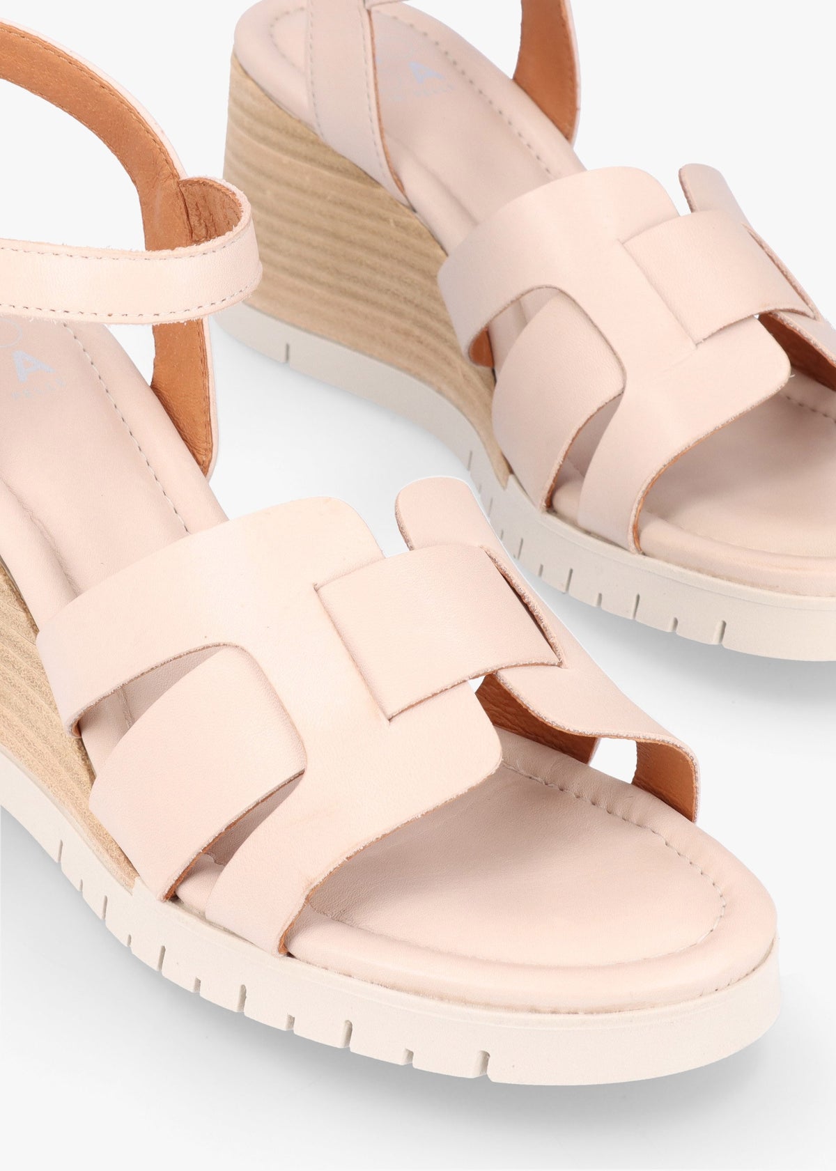 Pedie Off White Leather Wedge Sandals