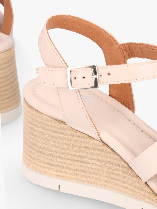 Pedie Off White Leather Wedge Sandals