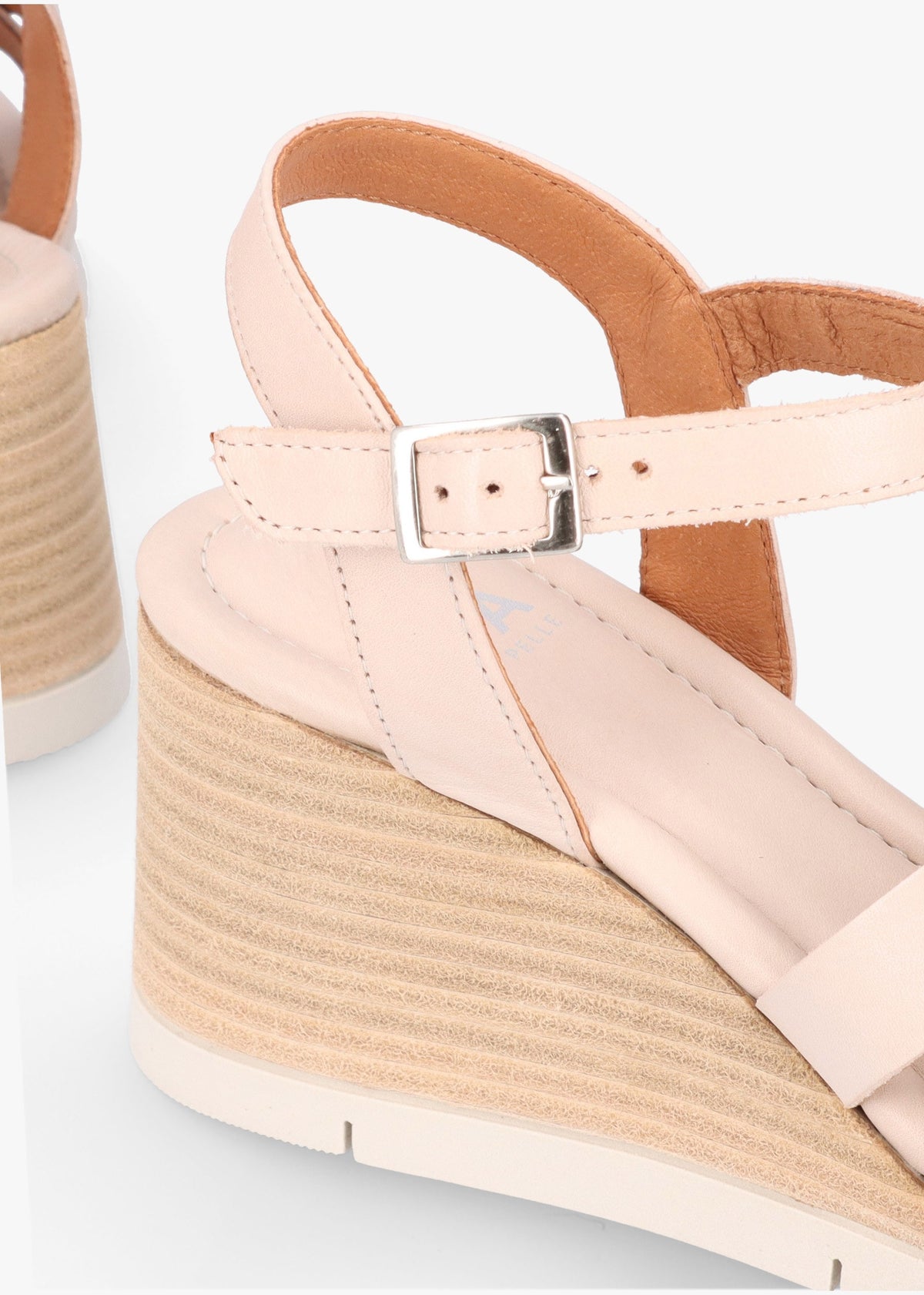 Pedie Off White Leather Wedge Sandals